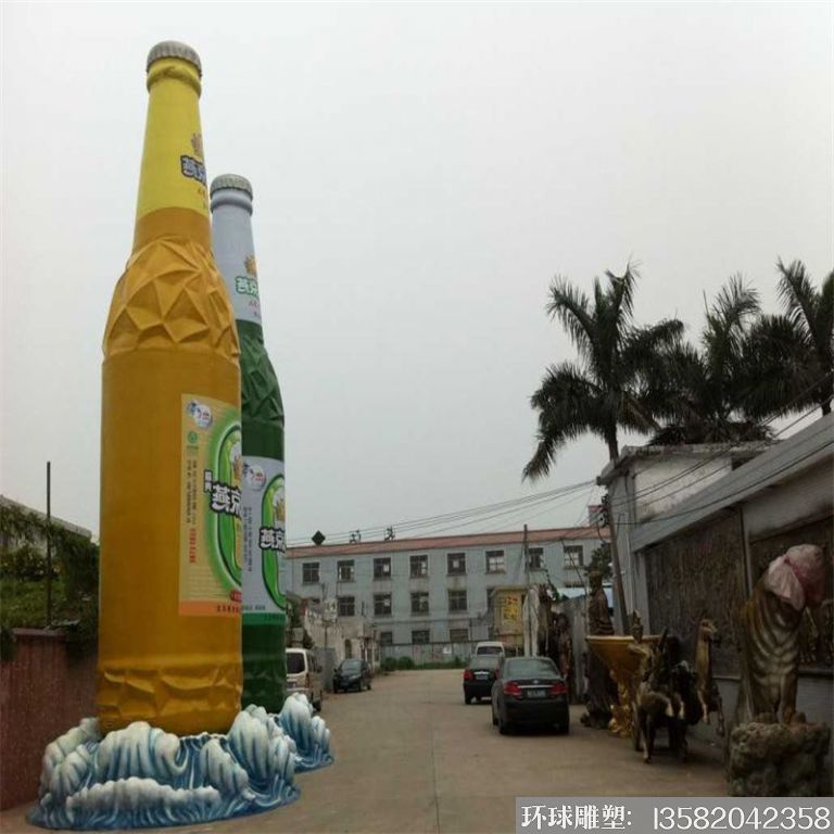 燕京啤酒瓶不锈钢雕塑 啤酒厂不锈钢雕塑